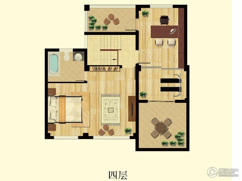 沙洲府联排别墅g户型四层3室5厅5卫1厨 225.14