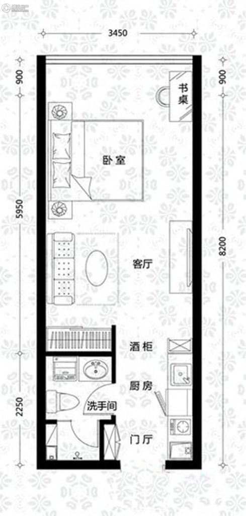 h户型一室一厅一卫