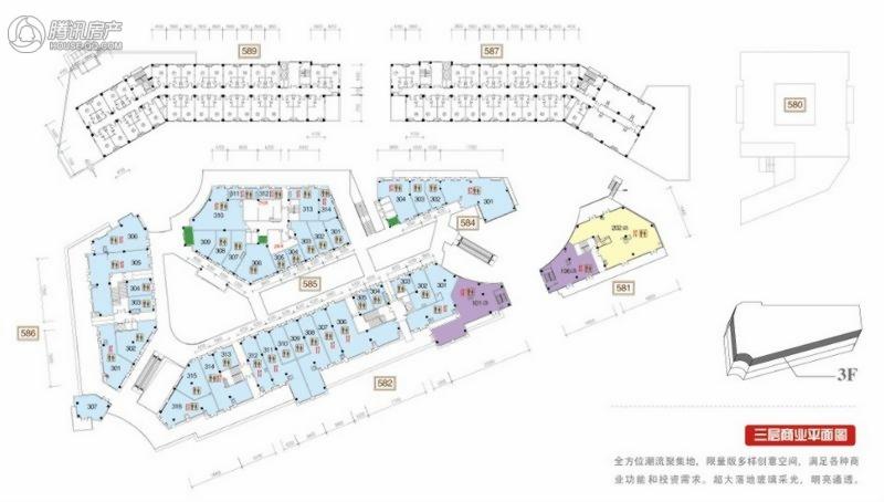 龙湖时代天街三层商业平面图