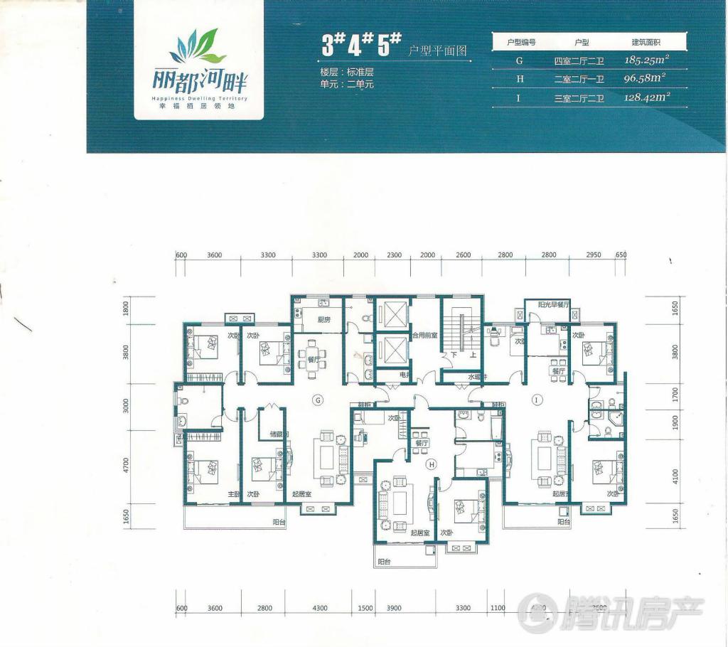 丽都河畔3-5#楼二单元户型平面图