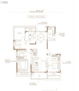 金科天籁城3室2厅2卫124平方米户型图