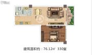 佳田西湖岸1室1厅1卫76平方米户型图