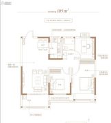 金科天籁城3室2厅1卫105平方米户型图