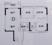 汇港威华国际3室2厅1卫95平方米户型图