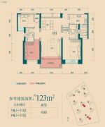 仁恒滨海半岛3室2厅2卫123平方米户型图