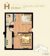 凯旋国际公寓1室1厅1卫59平方米户型图