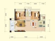 金水湾2室2厅1卫78平方米户型图