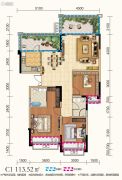 和泰・马赛庄园3室2厅2卫113平方米户型图