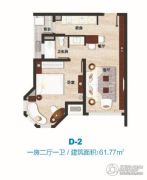 那香海国际旅游度假区1室2厅1卫61平方米户型图