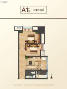 国王的公寓2室1厅1卫58平方米户型图