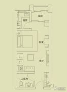 富田兴龙湾1室1厅1卫48平方米户型图