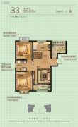 桦林彩�城2室2厅1卫100平方米户型图