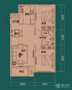 金色玺园2室2厅1卫90平方米户型图