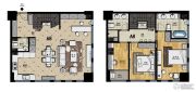 帝景现代城3室2厅3卫90平方米户型图