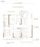 金科天籁城3室2厅2卫117平方米户型图