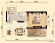 马克公寓1室2厅1卫43平方米户型图