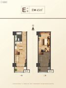 国王的公寓1室2厅1卫45平方米户型图