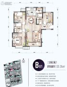 新梅江・锦秀里3室2厅2卫0平方米户型图