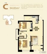 凯旋国际公寓2室2厅2卫94平方米户型图
