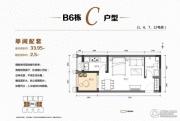 珠江国际商务港1室0厅0卫33平方米户型图