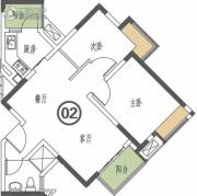 中海锦城2室2厅1卫72平方米户型图