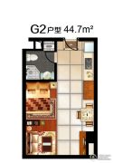 星富广场1室1厅1卫44平方米户型图