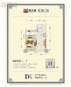 武汉恒大城悦湖公馆2室2厅1卫94平方米户型图