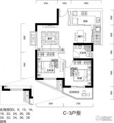 丽岛20462室2厅1卫0平方米户型图