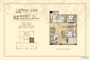 三湘四季花城牡丹苑2室2厅1卫85--93平方米户型图