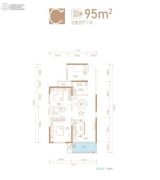 天城国际广场3室2厅1卫95平方米户型图