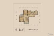 万江共和新城3室2厅1卫118平方米户型图