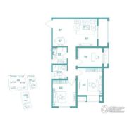 绿都紫荆华庭・脉栋公寓3室2厅1卫99平方米户型图