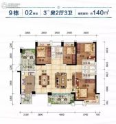 �X江一品4室2厅3卫140平方米户型图