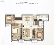 实地・天津蔷薇国际3室2厅1卫102平方米户型图