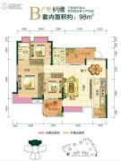 申佳上海时光3室2厅2卫98平方米户型图