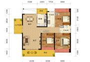 海雅缤纷城3室2厅2卫128平方米户型图